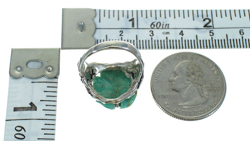Southwest Turquoise Sterling Silver Flower Dragonfly Ring Size 4-3/4 RX88088